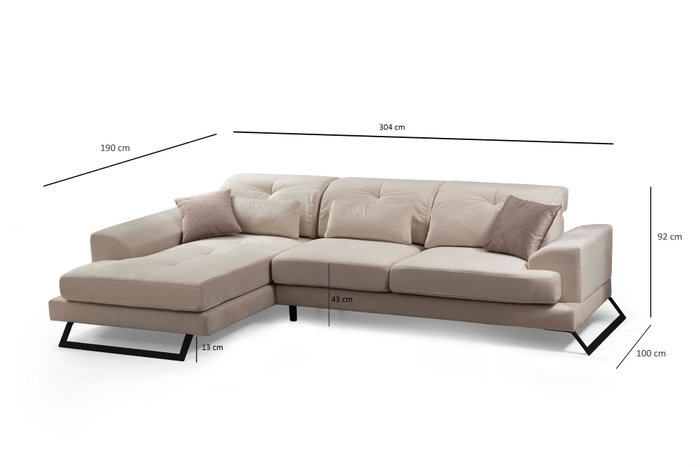 Atelier Del Sofa Sofá Esquinero Izquierdo (Chl+3R) - Color Crudo